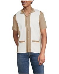 Lands' End - Short Sleeve Supima Retro Camp Collar Button Through Shirt - Lyst