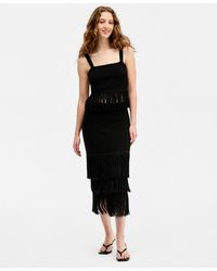 BarIII - Pull-on Tiered-fringe Sweater Skirt - Lyst