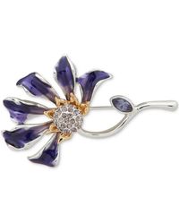 Anne Klein - Two-tone Pave & Marquise Crystal Flower Pin - Lyst
