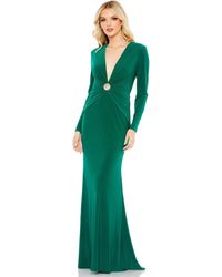 Mac Duggal - Ieena Long Sleeve Keyhole Embellished Jersey Gown - Lyst