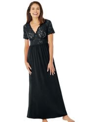 Amoureuse - Plus Size Long Lace Top Stretch Knit Gown - Lyst
