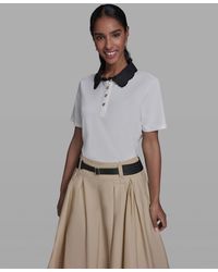 KARL LAGERFELD - Collared Short-sleeve Blouse Top - Lyst