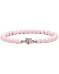 Giani Bernini - Rose Quartz & Cubic Zirconia Heart Bead Stretch Bracelet - Lyst