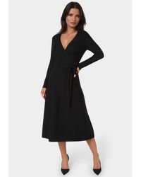 Bebe - Fit And Flare Midi Sweater Dress - Lyst
