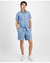 Sun & Stone - Sun Stone Regular Fit Fabricio Shirt Charlie Palm Shorts Created For Macys - Lyst
