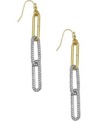 Vince Camuto - Two-tone Glass Stone Paper Clip Fish Hook Drop Earrings - Lyst
