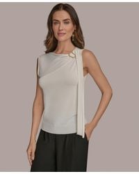 Donna Karan - Sleeveless Drape-front Top - Lyst