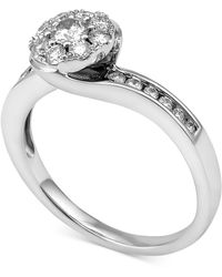 Macy's Diamond Halo Swirl Ring (5/8 Ct. T.w.) In 14k White Gold - Metallic
