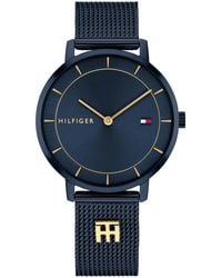 Tommy Hilfiger - Quartz Ionic Plated Stainless Steel And Gold-tone Steel Mesh Bracelet Watch 35mm - Lyst