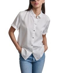DKNY - Petite Rolled Short-sleeve Button-up Shirt - Lyst