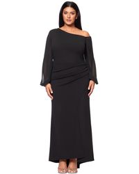 Betsy & Adam - Plus Size Asymmetric Long-sleeve Gown - Lyst
