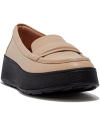 Fitflop - F-mode Padded-detail Leather Flatform Loafers - Lyst