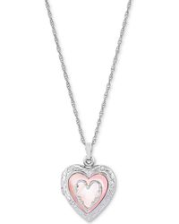 Macy's - Pink Mother-of-pearl Heart Locket 18" Pendant Necklace - Lyst