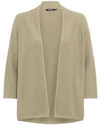 Olsen - 100% Cotton 3/4 Sleeve Open Front Cropped Cardigan - Lyst