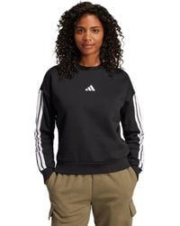 adidas - Essentials 3-stripes Fleece Crew Neck Sweatshirt - Lyst