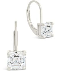 Sterling Forever - Sterling Princess Cut French Clip Earrings - Lyst