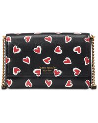 Kate Spade - Morgan Stencil Hearts Embossed Printed Saffiano Leather Flap Chain Wallet - Lyst