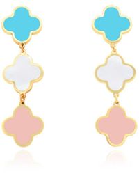 The Lovery - Pastel Mixed Clover Dangle Earrings - Lyst