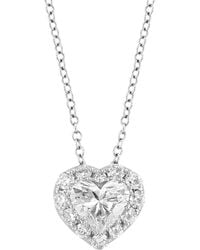 Effy - Effy Lab Grown Diamond Heart & Round Halo 18" Pendant Necklace (2-1/10 Ct. T.w. - Lyst