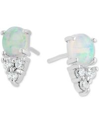 Macy's - Simulated Opal & Pave Stud Earrings - Lyst
