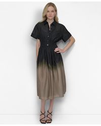 DKNY - Short-sleeve Drawstring Button-down Shirt Dress - Lyst