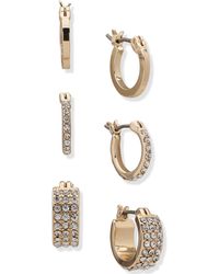 DKNY - Tone 3-pc. Set Extra-small Pave Hoop Earrings - Lyst