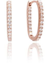 SUZY LEVIAN NEW YORK - Suzy Levian Sterling Silver Cubic Zirconia Pave Paperclip Hoop Earrings - Lyst