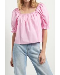 English Factory - Square Neckline Puff Sleeve Top - Lyst