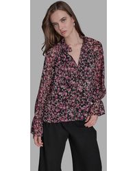 BCBGMAXAZRIA - V-neck Long-sleeve Top - Lyst