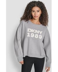 DKNY - Textured Logo Crewneck Sweater - Lyst