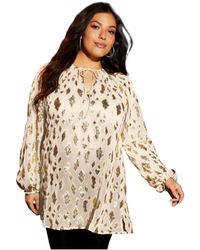 June + Vie - June + Vie June + Vie Metallic Print Blouse - Lyst