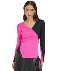 DKNY - Ribbed Colorblocked Asymmetrical Sweater - Lyst