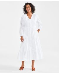 Style & Co. - Cotton Eyelet Tiered Midi Dress - Lyst