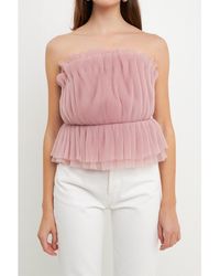 Endless Rose - Strapless Tulle Peplum Top - Lyst