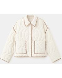 Mango - Contrasting Trim Quilted Jacket - Lyst