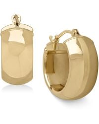 Macy's Polished Huggie Hoop Earrings In 14k Gold - Metallic