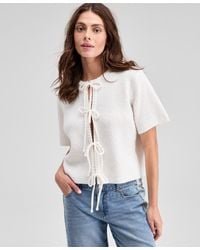 And Now This - Short-sleeve Tie-front Cardigan - Lyst