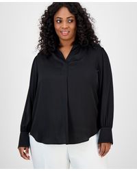 Anne Klein - Plus Size Long-sleeve V-neck Blouse - Lyst