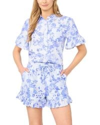 Cece - Short-sleeve Cropped Button-down Shirt - Lyst