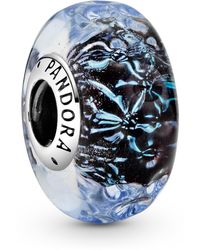 PANDORA - Sterling Silver Wavy Dark Murano Glass Ocean Charm - Lyst