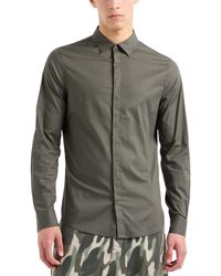 ARMANI EXCHANGE - | Long Sleeve Grid-print Stretch Button Front Shirt - Lyst