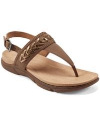 Easy Spirit - Monte Woven T-strap Flat Sandals - Lyst
