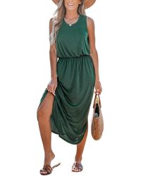 CUPSHE - Forest Green Side Slit Maxi Beach Dress - Lyst