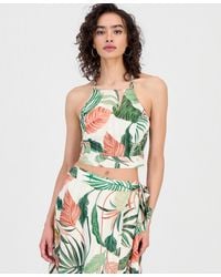 Guess - Gaelle Printed Sleeveless Crop Top - Lyst