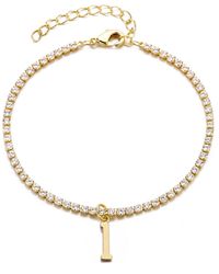 Adornia - Gold Crystal Initial Charm Tennis Bracelet - Lyst