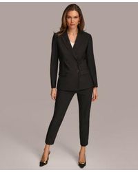 Donna Karan - Donna Karan Double Breasted Blazer Straight Leg Pant - Lyst