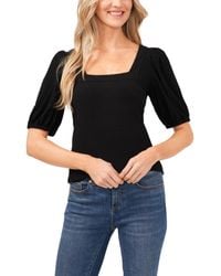 Cece - Short Puff Sleeve Square Neck Knit Top - Lyst