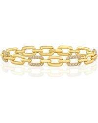 Simona - Polished And Pave Cz Alternating Link Bracelet - Lyst