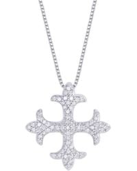 Macy's - Diamond 1/3 Ct. T.w. Maltese Cross Pendant Necklace - Lyst