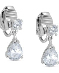 Giani Bernini - Cubic Zirconia Pear-shape Clip-on Drop Earrings In Sterling Silver, Created For Macy's - Lyst
